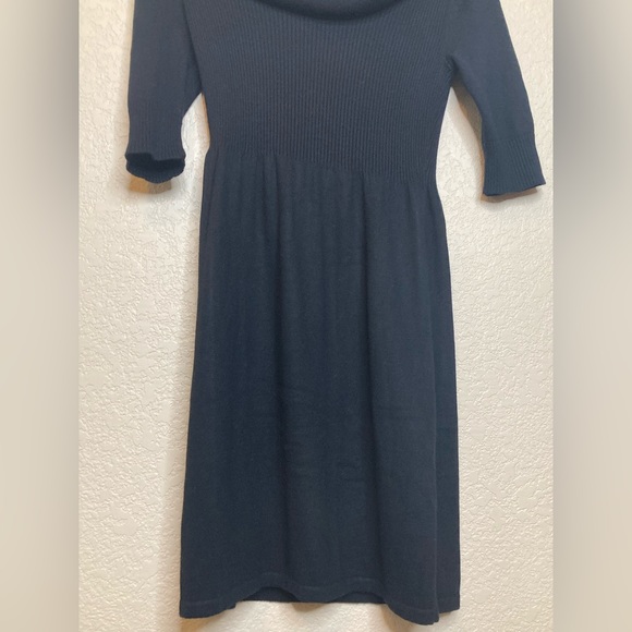 Evan Picone Cowl Neck Sweater Dress Petite Midi Length 3/4 Sleeves Cotton Angora - Picture 3 of 9